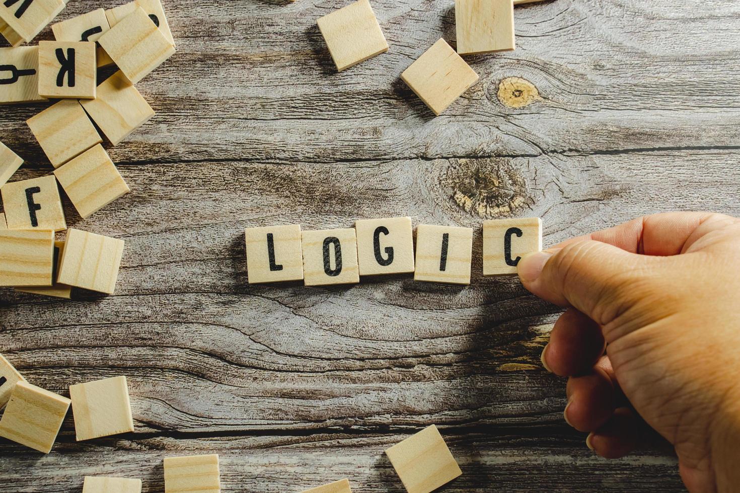 Logic Word Written In Wooden Cube photo