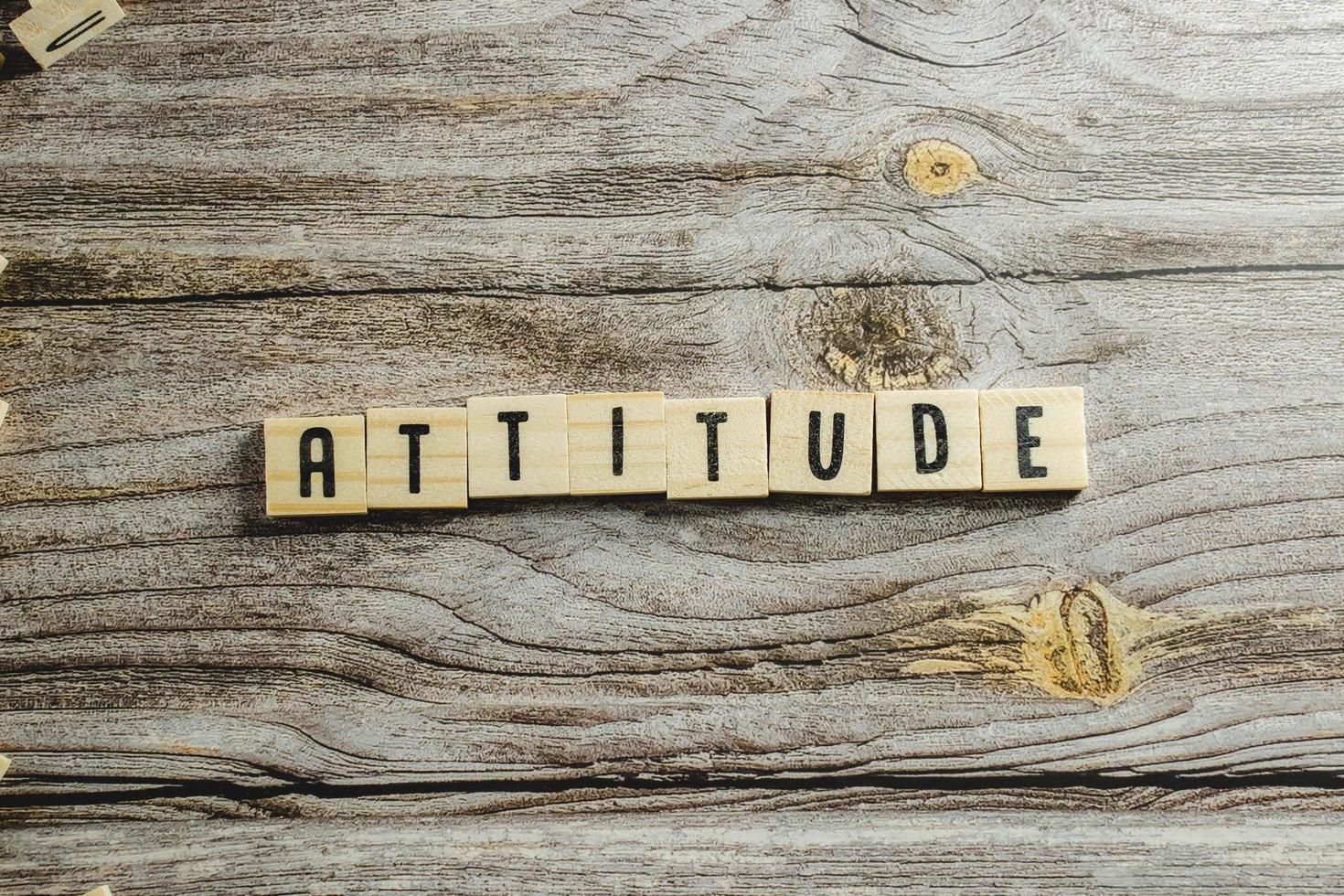 Attitude Word In Wooden Cube photo