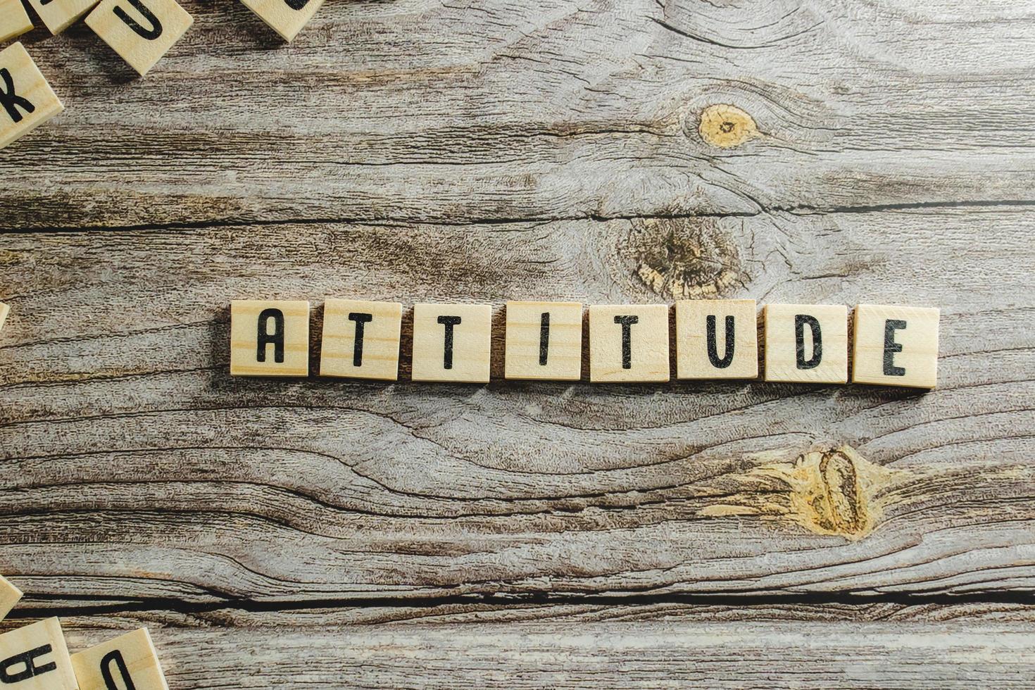 Attitude Word In Wooden Cube photo