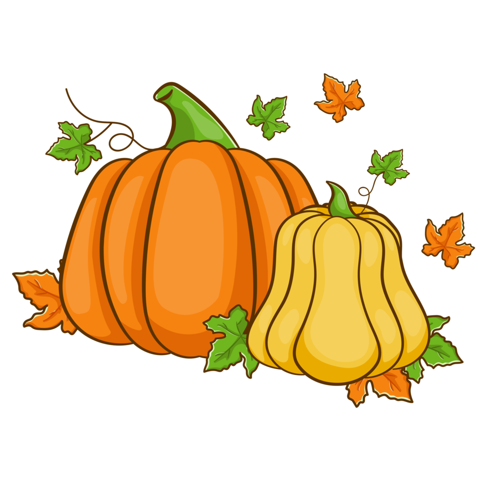 Hand drawn Halloween autumn pumpkins png