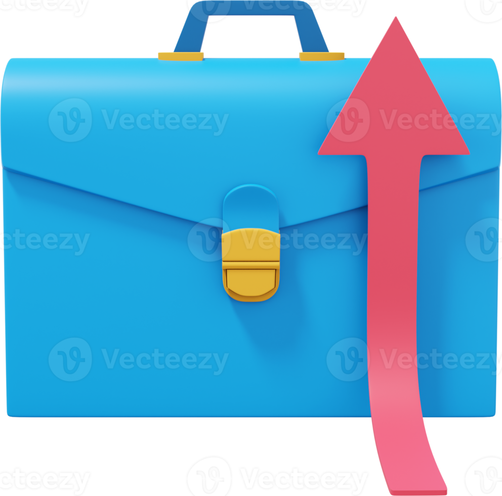 blu ventiquattrore con un' rosso freccia in crescita su, davanti Visualizza. png icona su trasparente sfondo. attività commerciale portafoglio successo. 3d resa.