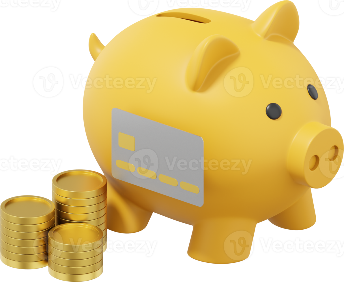 3D illustration golden piggy bank 10851854 PNG