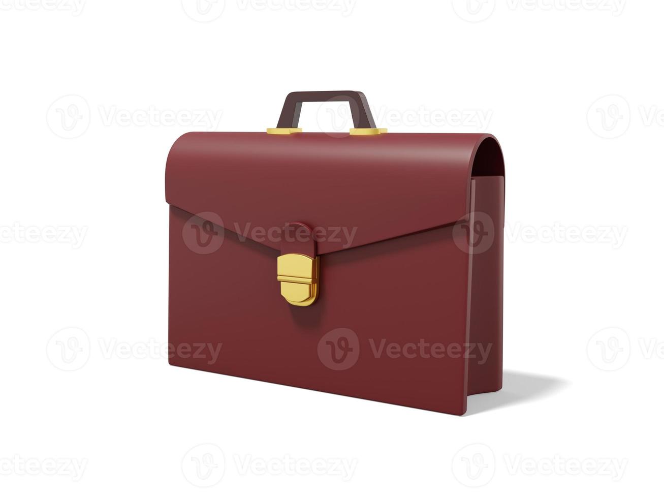 Brown briefcase on white background. Portfolio icon. 3D rendering