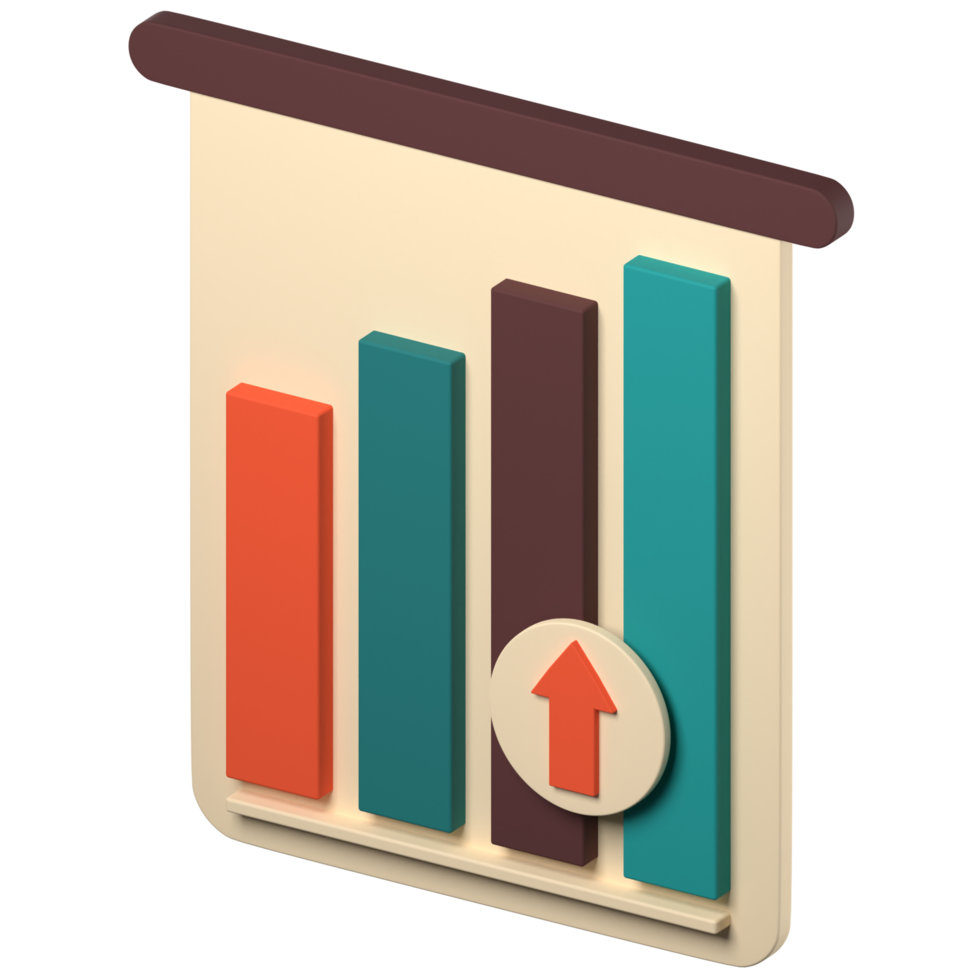 Diagramme d'icône 3d vers le haut png