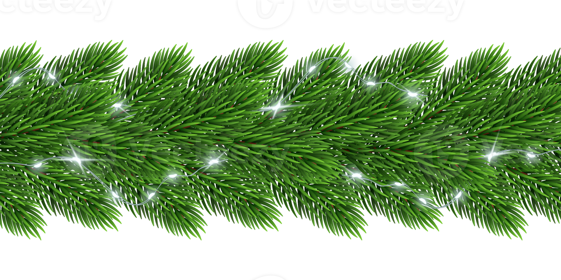 Christmas Tree Branches decorated with shine garland png