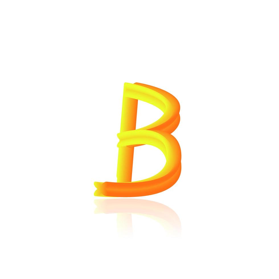 3d illustration blender text alphabet B on white background with reflection shadow photo