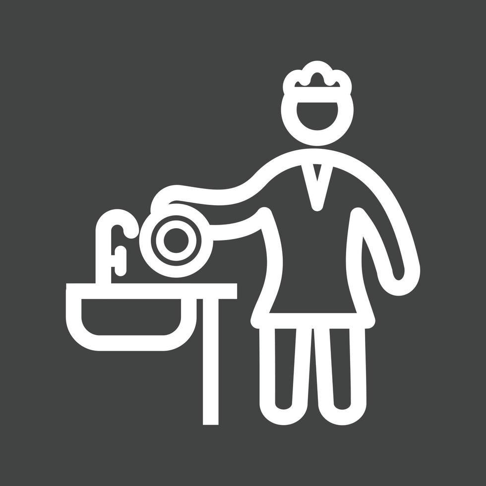 Woman Washing Dishes Line Inverted Icon vector