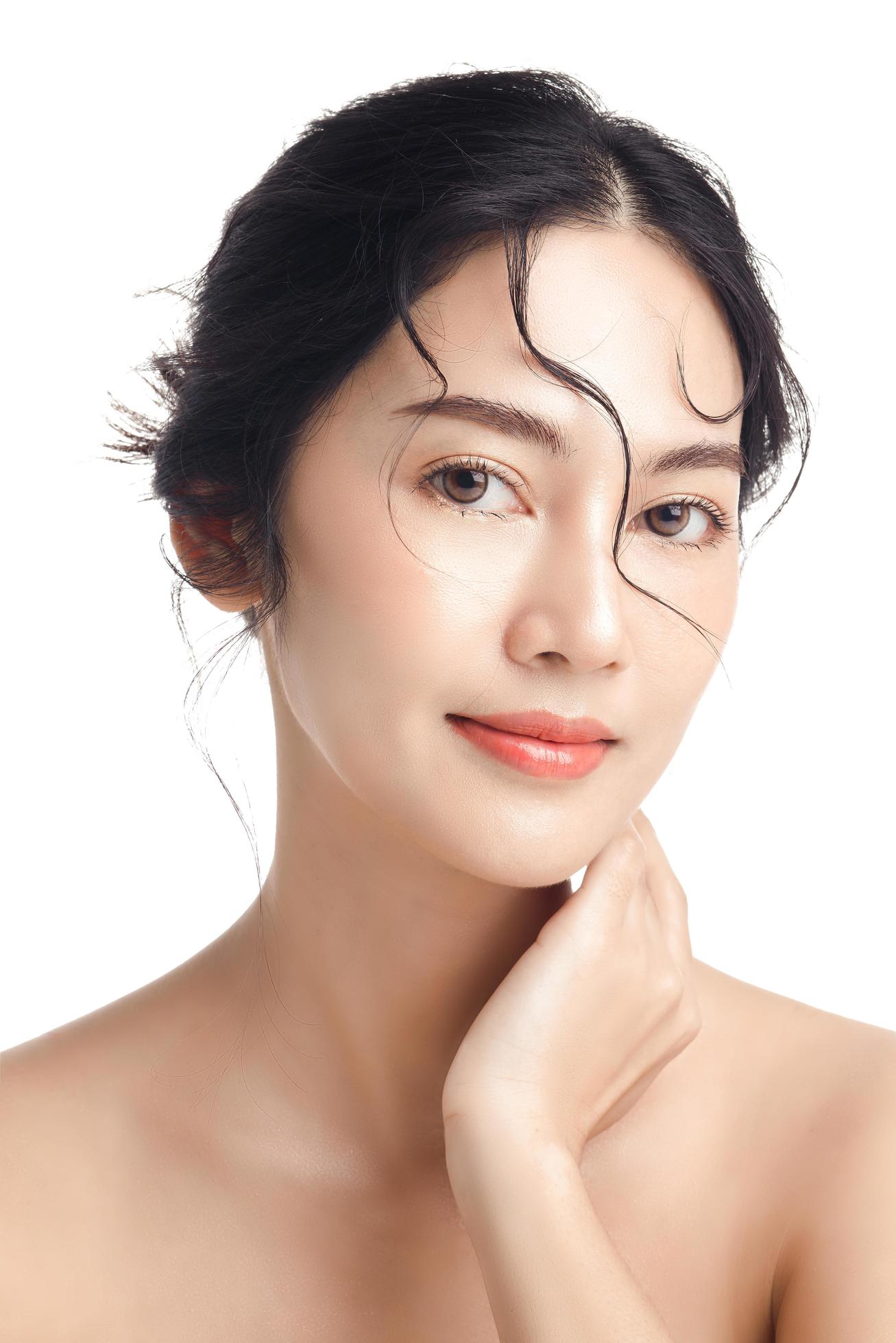 Asian Woman With A Beautiful Face And Perfect Clean Fresh Skin Cute 
