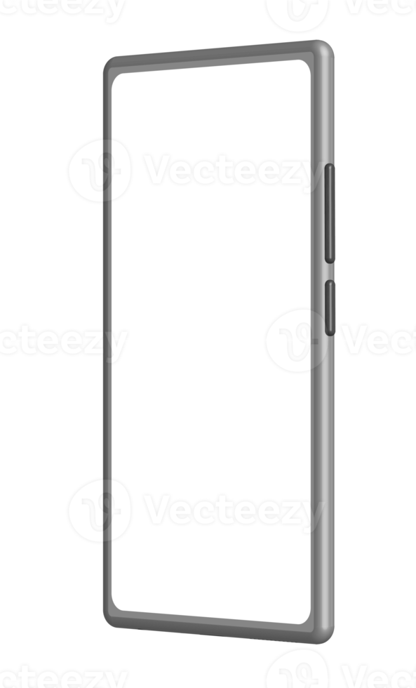 Smartphone with blank screen mockup, PNG with transparent background