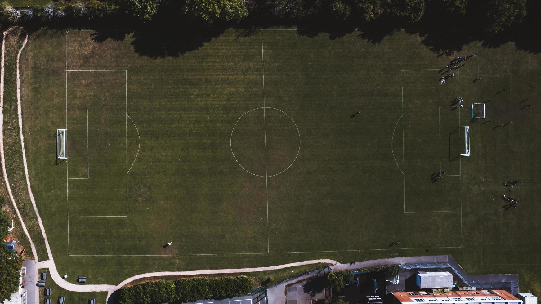 Aerial view from football pitch photo