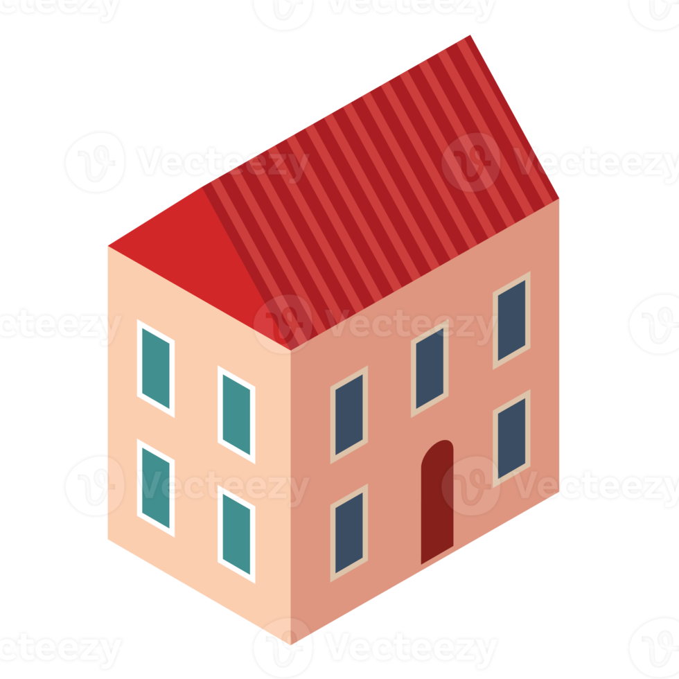 Isometric building icon, PNG with transparent background.