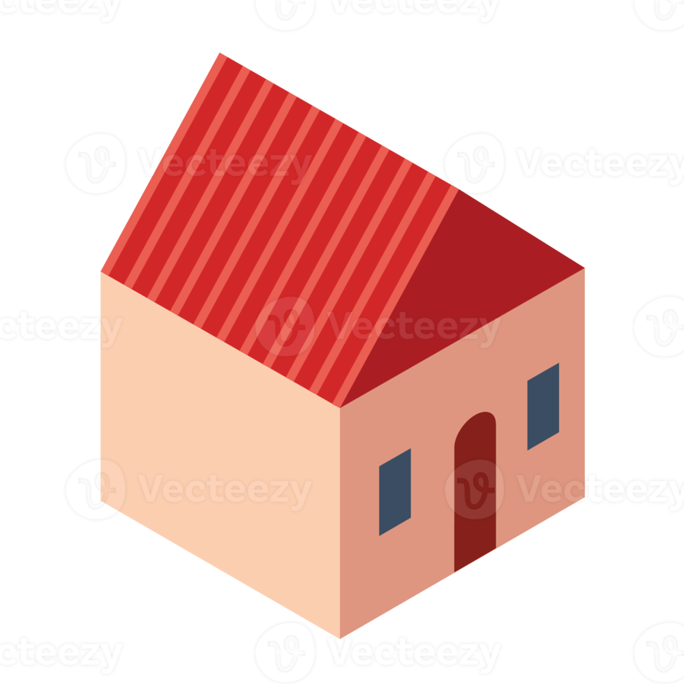 Isometric building icon, PNG with transparent background.