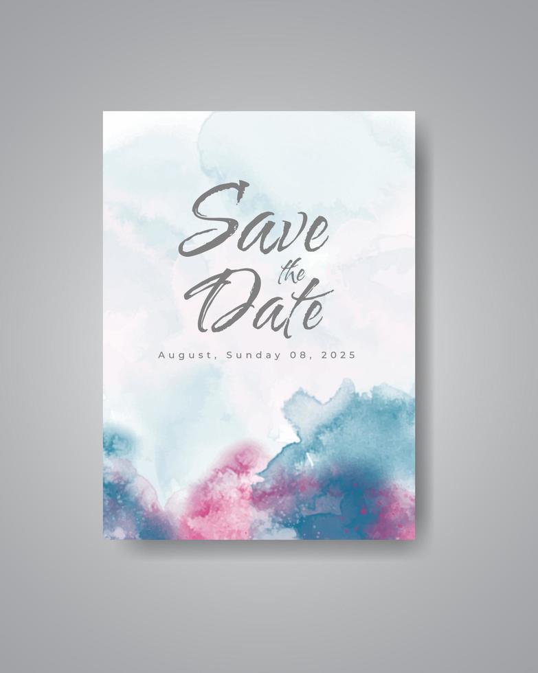 Save the date with watercolor background. Design for your invitation. vector