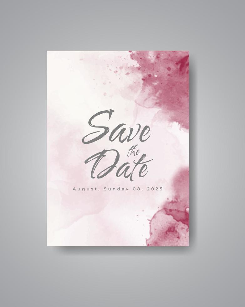 Save the date with watercolor background. Design for your invitation. vector