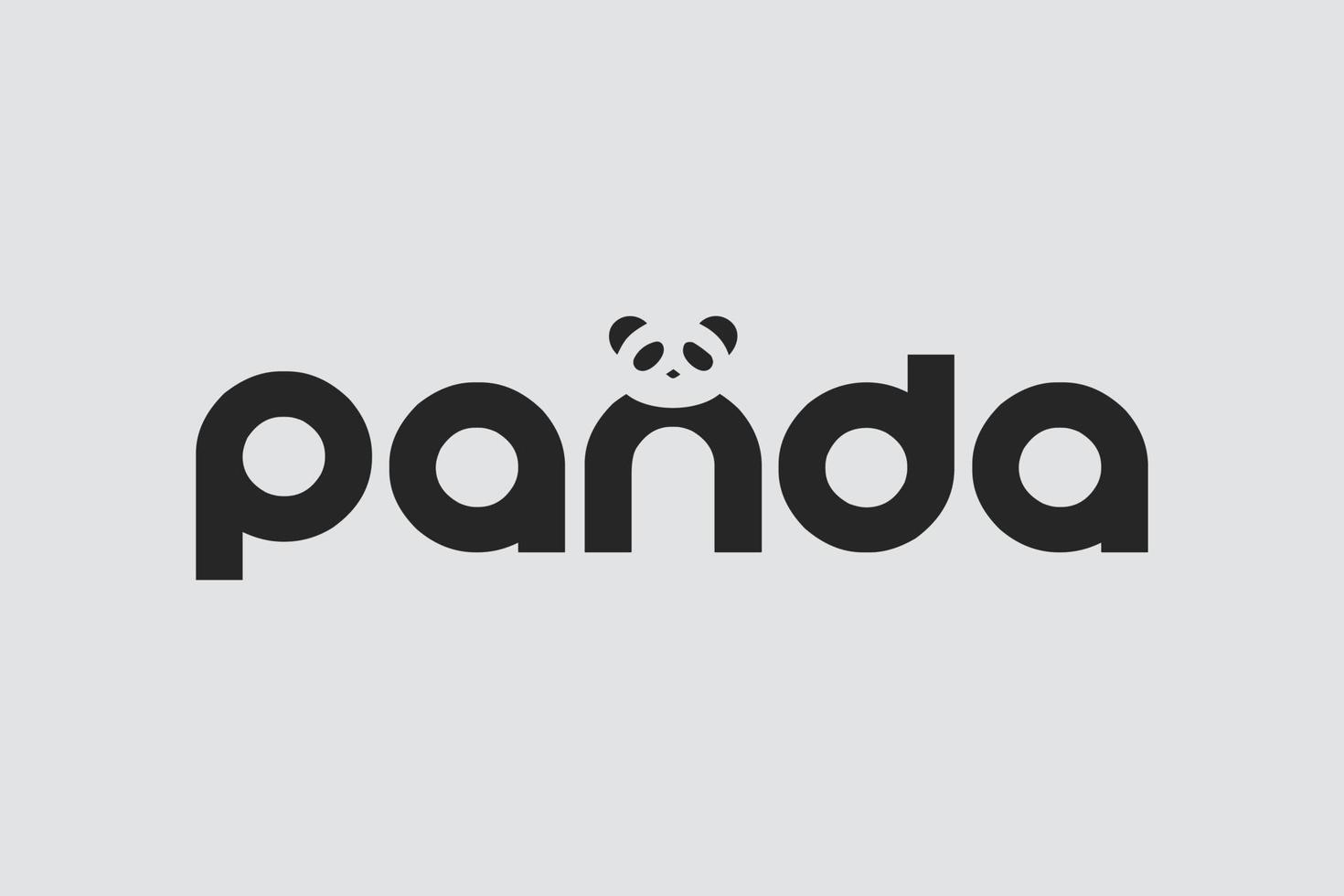 Panda bear silhouette Logo design vector template.