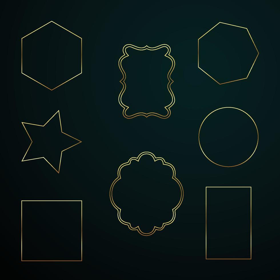 set of  golden frames vector