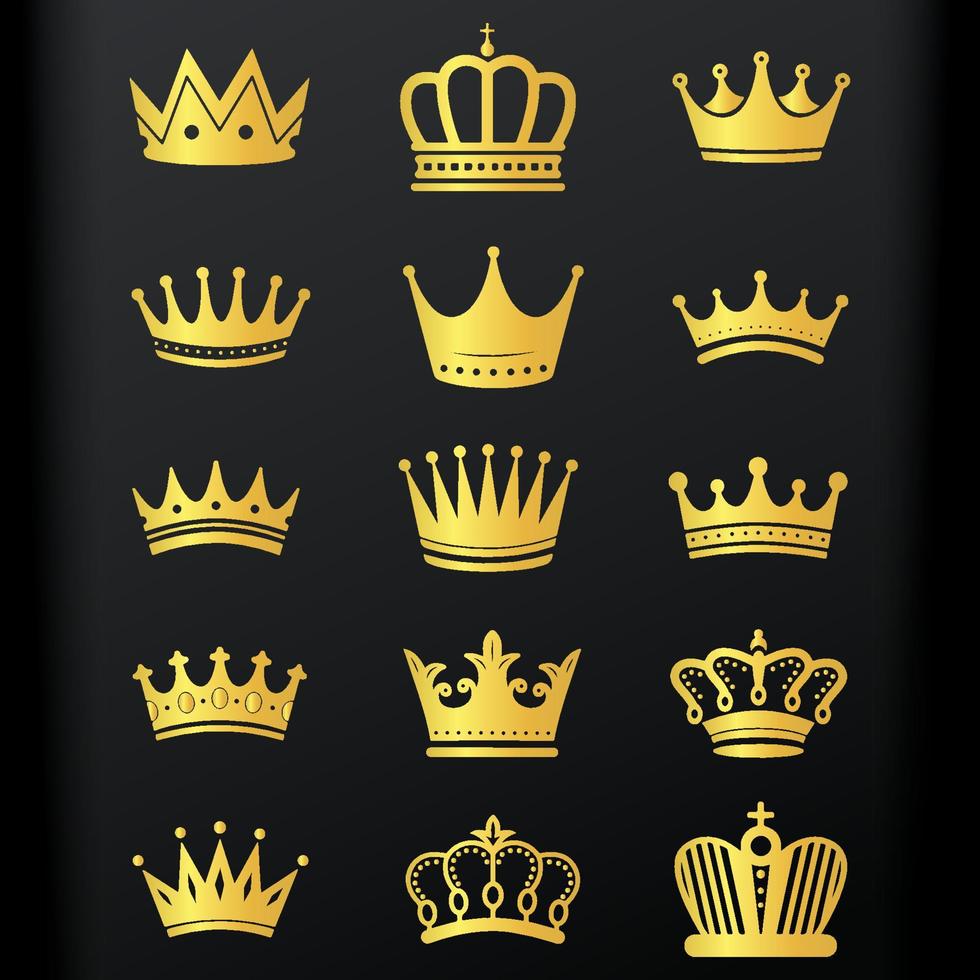 golden crown set vector