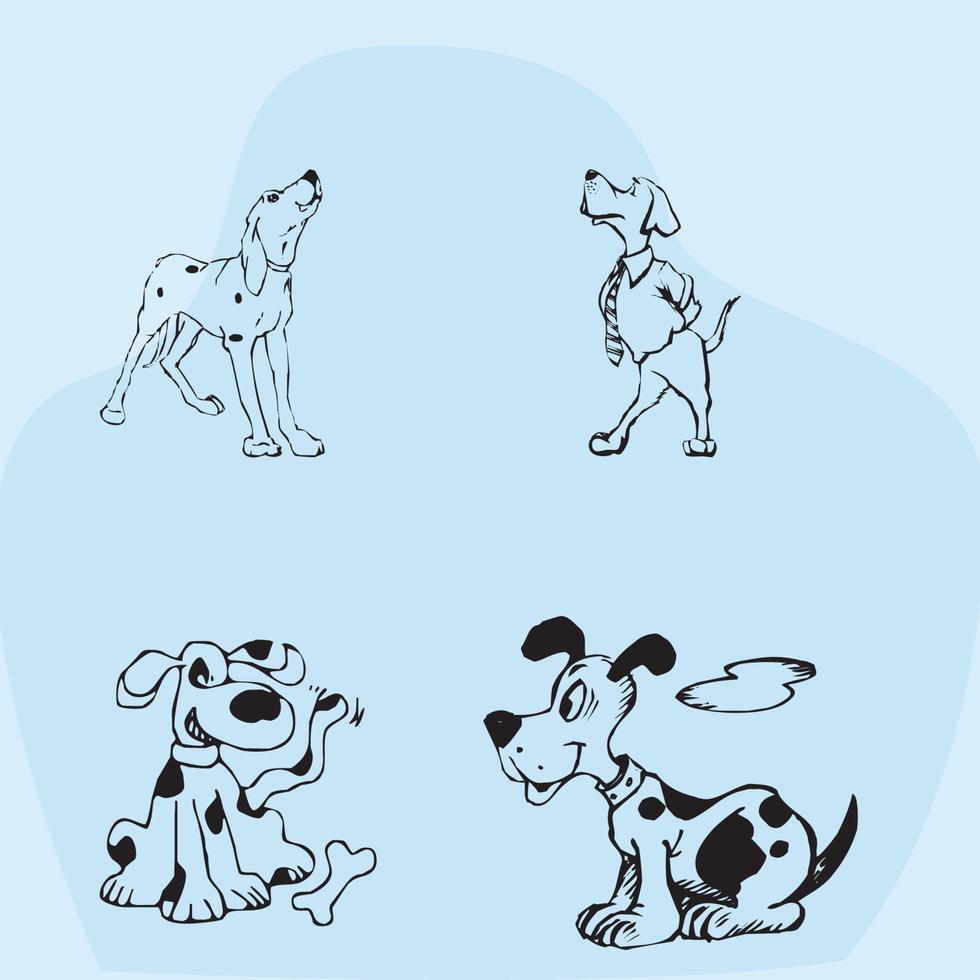 lindo conjunto de perros, perros ilustrativos, ilustraciones de perros, vector