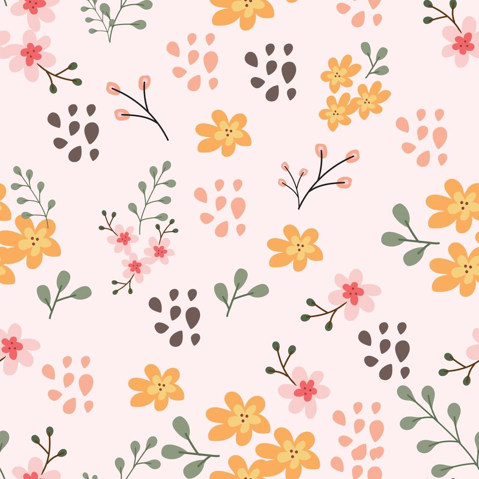 Seamless background floral pattern with flowers. Tropical leaf Wallpaper, Luxury nature leaves pattern design, Vector illustration.