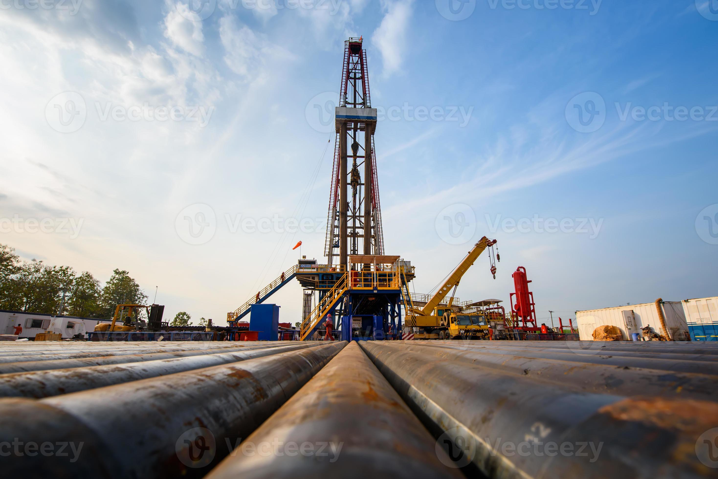 Oil and Gas Drilling Rig. Oil drilling rig operation on the oil platform in oil and gas industry