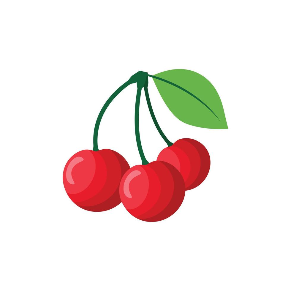 Ilustración de vector de imágenes prediseñadas de diseño plano de cereza aislado en un fondo blanco