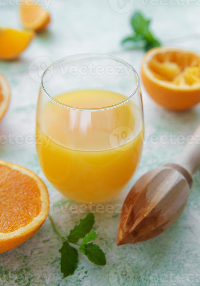Glass of fresh orange juice photo