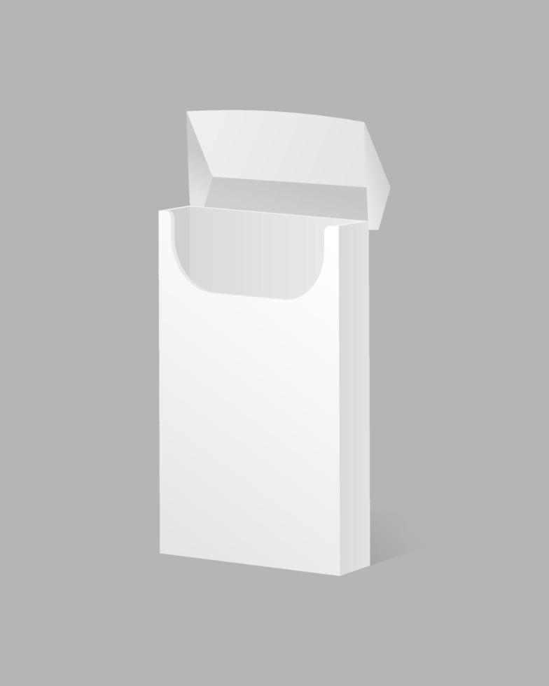 Open pack cigarettes mockup template. Tobacco product white packaging vector