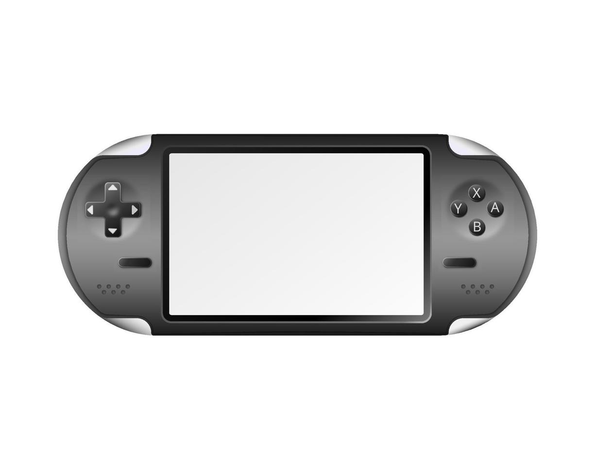 Gaming pocket console template. Modern digital gadget with built in joysticks and gamepad vector