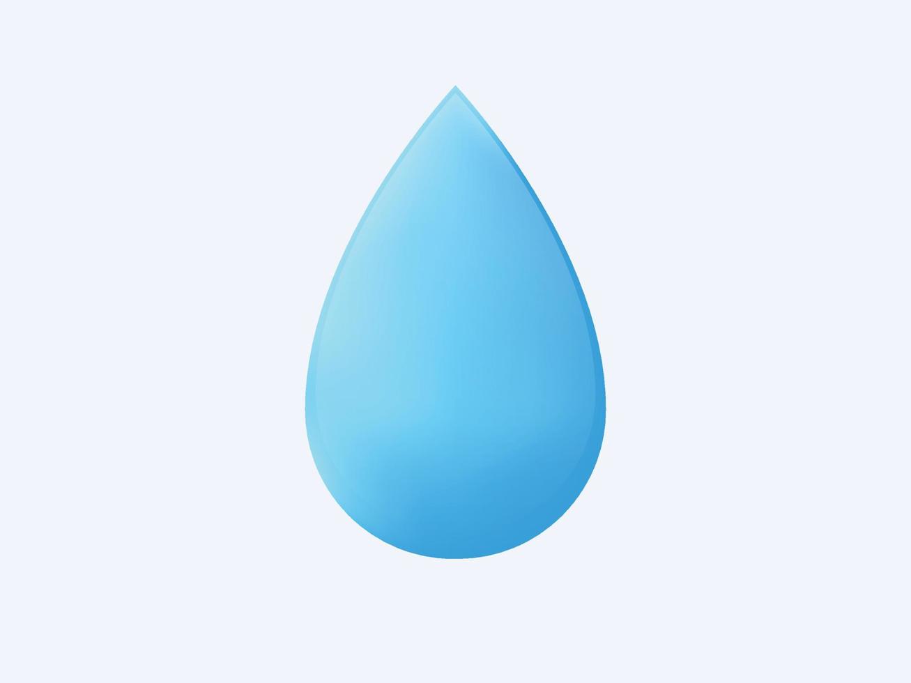 3d water drop isolated. Pure blue liquid teardrop shape transparent freshness close up geometric shape of mineral eco environment reflections with dripping cool vector symbol.