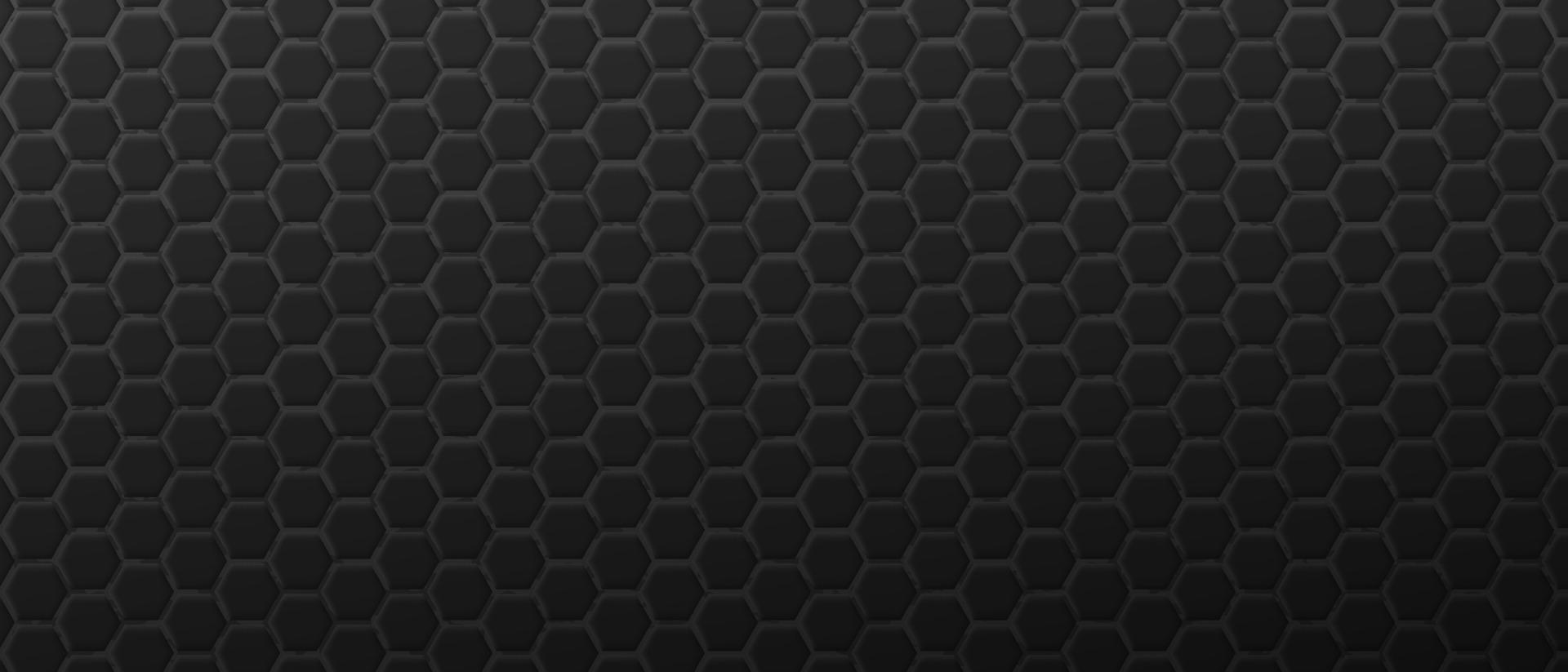 Brutal black hexagonal decoration background. Futuristic geometric polygonal grid textured in dark monochrome vector line
