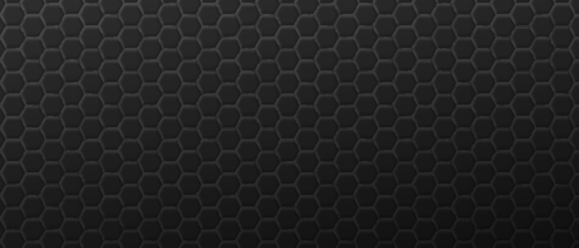 Brutal black hexagonal decoration background. Futuristic geometric polygonal grid textured in dark monochrome vector line