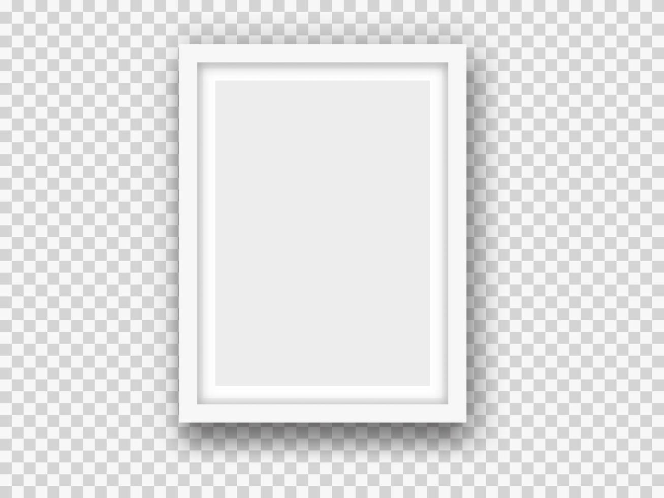 White picture or photo frame mockup isolated on light background. Rectangular banner or poster template, modern decorative design element. Realistic vector illustration.