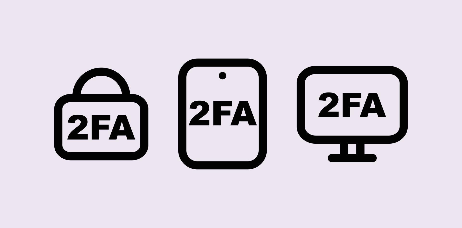 Two factor authentication icon. Black secure user identification with password from various gadgets vector access authorization.