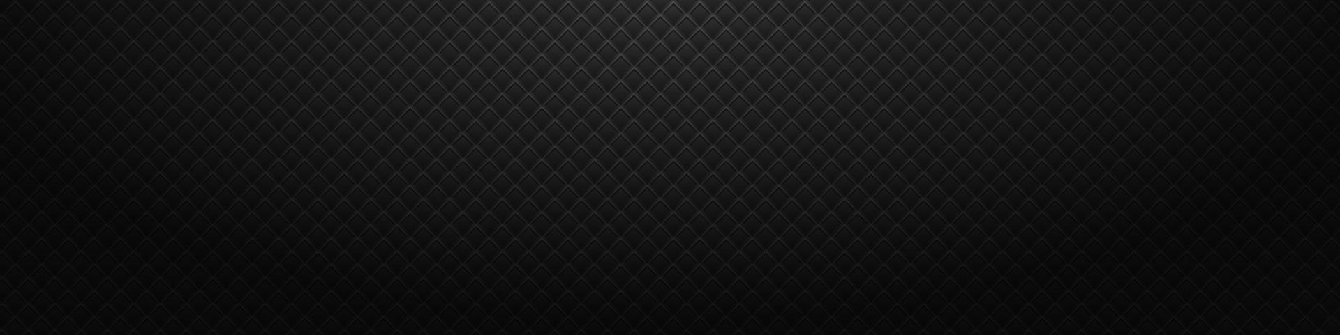 Modern black background with square cells. Dark elegant chequered backdrop. Minimalist geometric banner design template. Abstract metal texture with rectangular grid. Monochrome vector illustration.