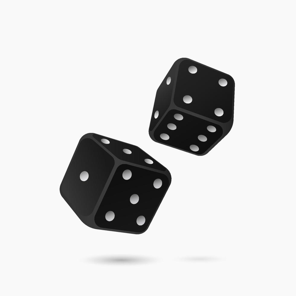 Black game cubes. Gambling with bets and throwing successful number vector