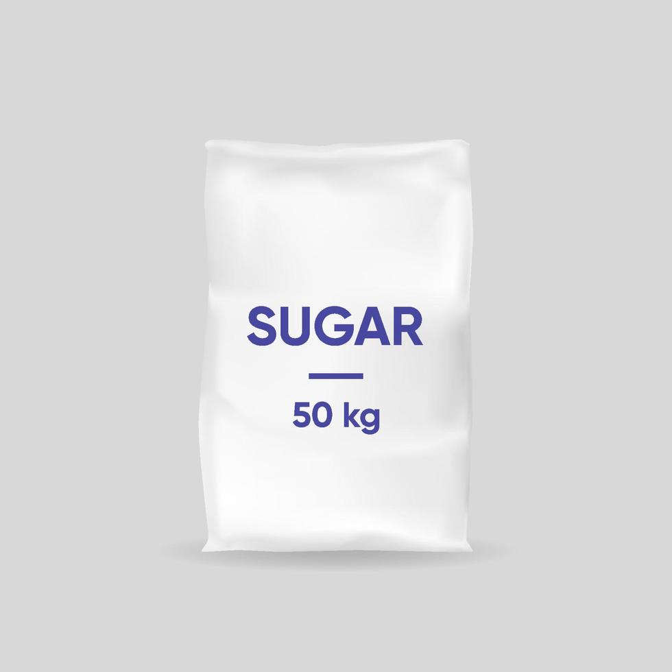 Sugar bag template. 50 kg thick paper packaging for sweet sand delicious vector