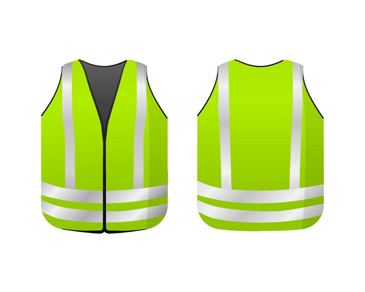 Green luminous vest. Reflective uniform with white stripes vector