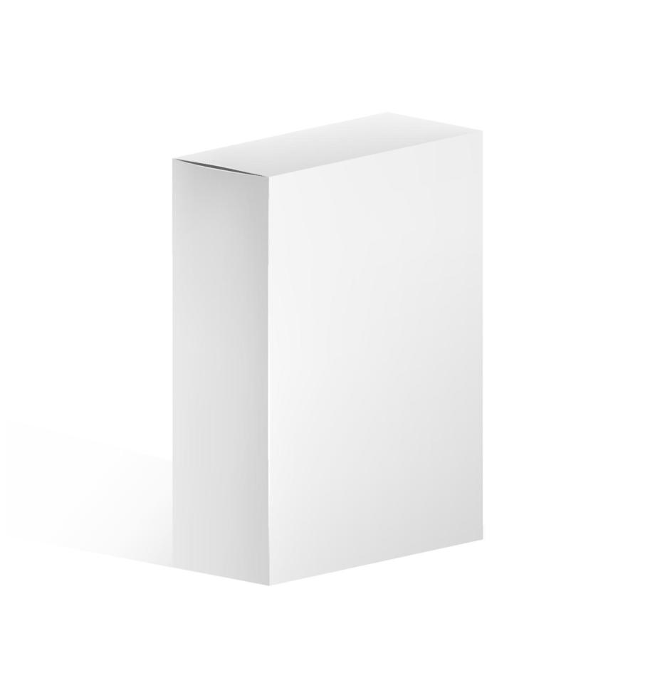 Rectangular narrow box mockup. Cardboard paper storage container realistic storage for technical gadgets. vector