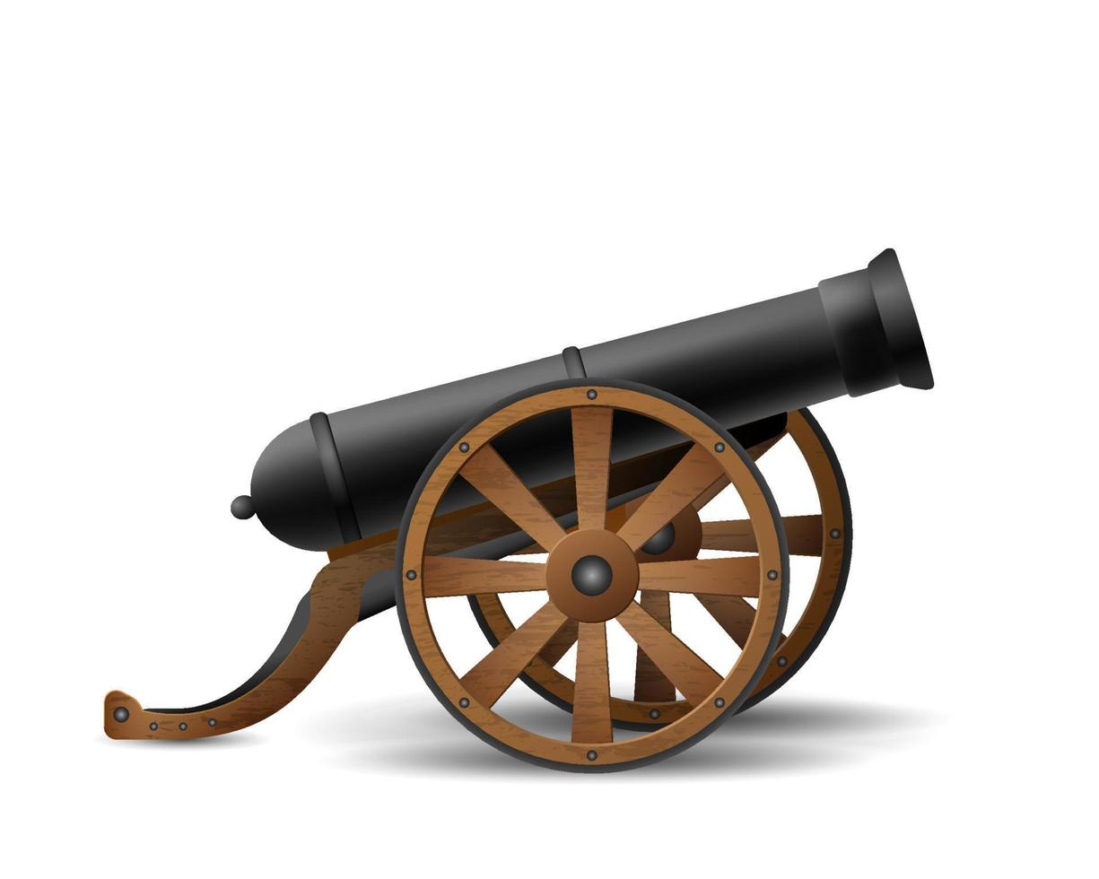 Medieval cannon on wheels vector