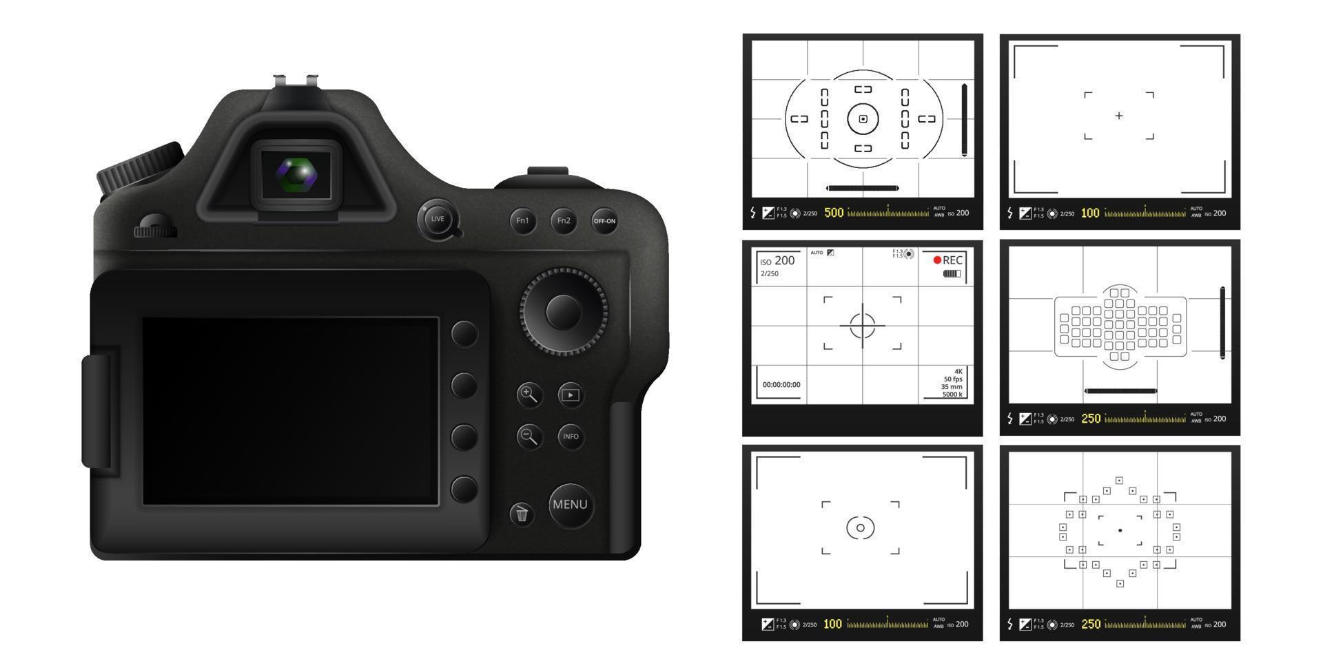 Digital camera with screens of shooting modes template 11912610 Vector Digital camera with screens of shooting modes template 11912610 Vector