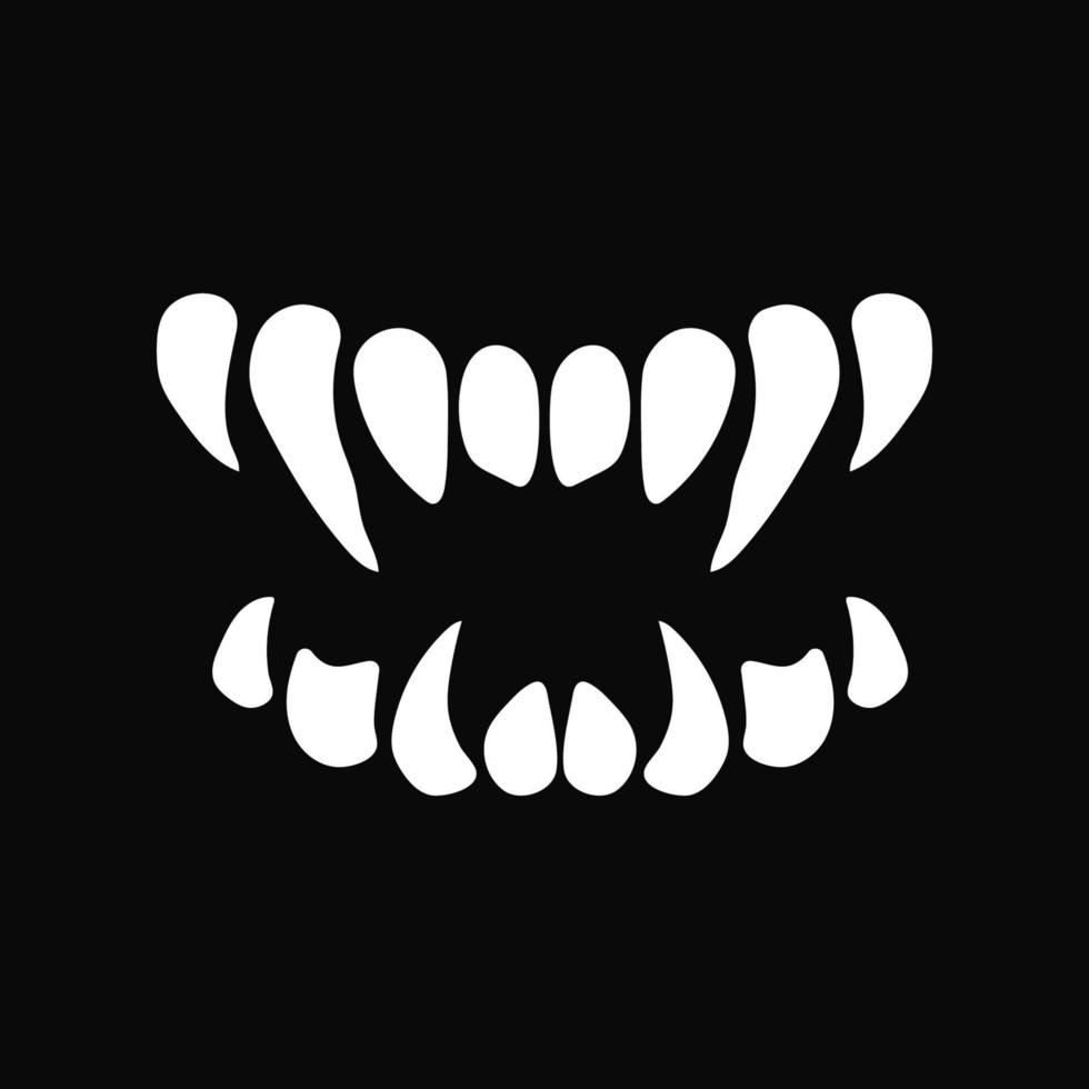 monstruo de mandíbula blanca. sonrisa de criatura espeluznante con colmillos dientes vector