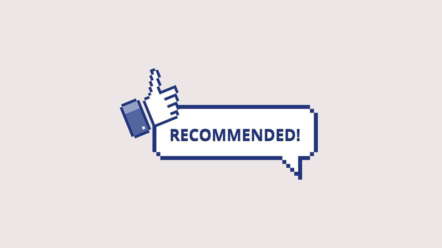 Recommended pixel icon. Symbol of quality promotion product and certified seller marketing guarantees high level of best goods recommendation rating vector seller.