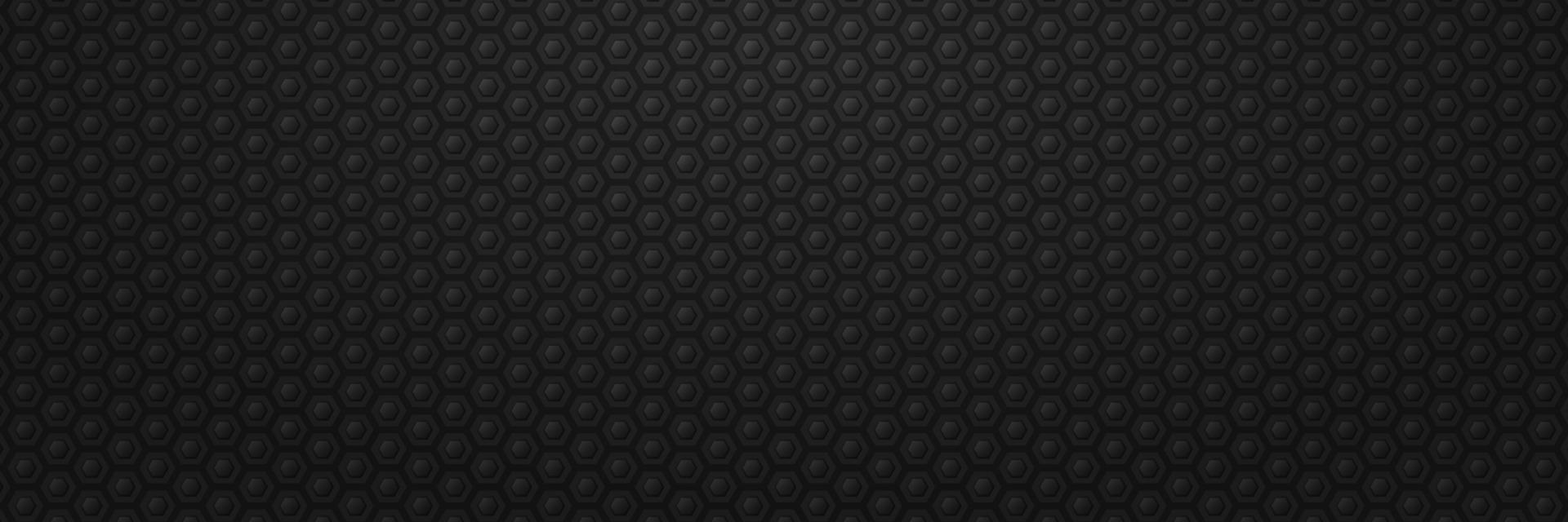 Dark geometric hexagons background. Minimalistic carbon gears with industrial techno pattern and abstract monochrome vector texture