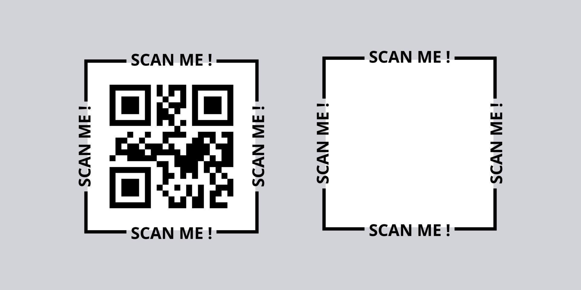 escanéame la plantilla qr. código de captura digital con tecnología de identificación de banner de aplicación e información de código de barras en línea de bienes con capacidad para verificar y verificar el teléfono inteligente del lector web en el vector. vector