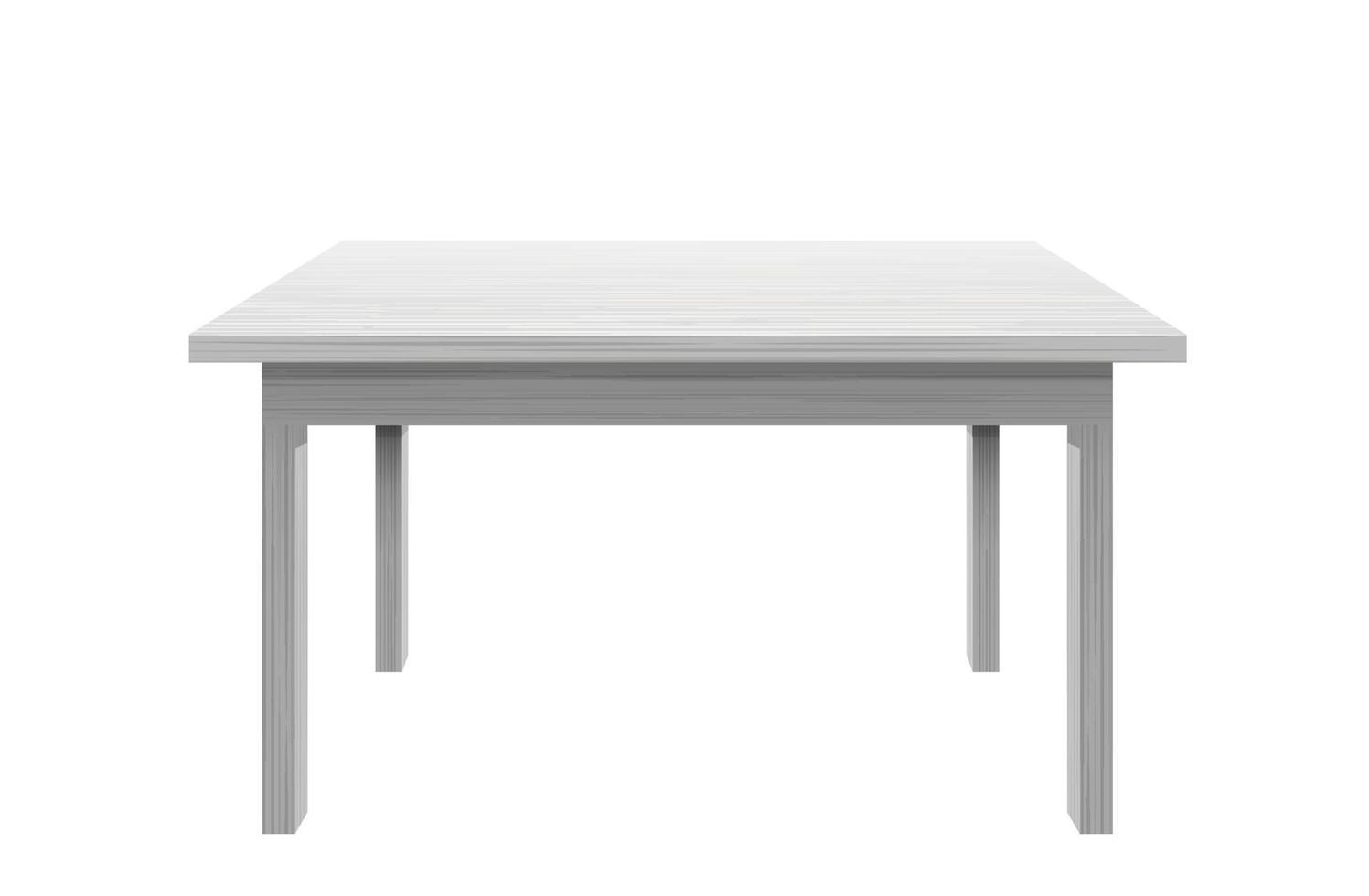 White kitchen tables. Modern wood tabletop top with stylish plastic surface and trendy office classic vector decoration.
