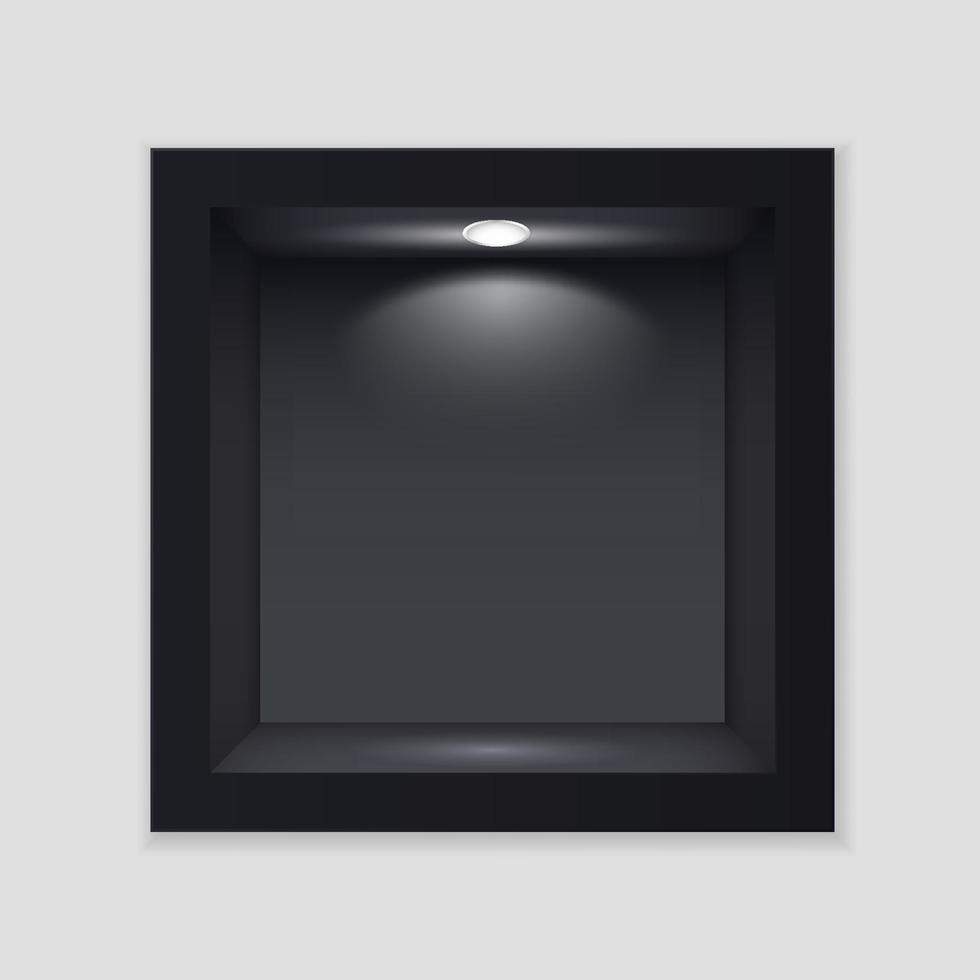 Black container with glass and lighting template vector