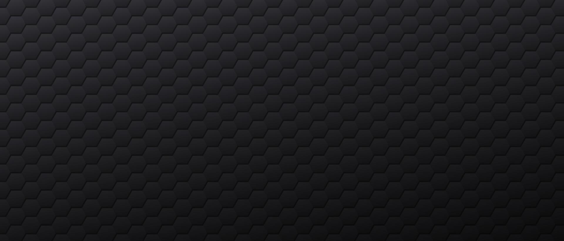 pancarta negra con formas hexagonales. plantilla de fondo de carbón oscuro decorada con celdas poligonales, textura con hexágonos o panales. fondo celular. ilustración vectorial monocromática moderna. vector