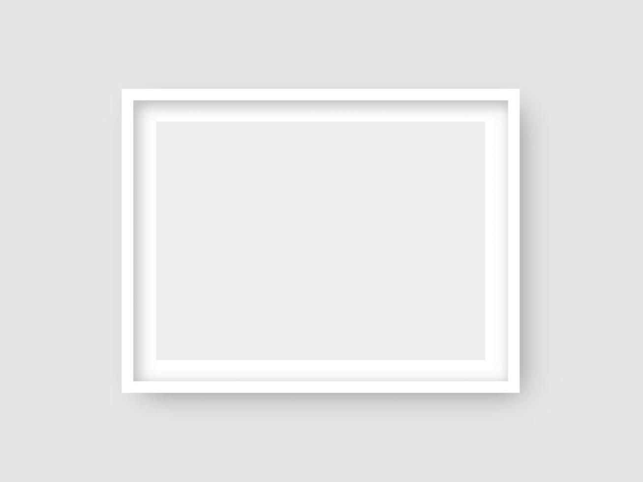 Rectangular wall picture ot photo frame mockup isolated on light background. Banner or poster template, decorative design element. Realistic vector illustration.
