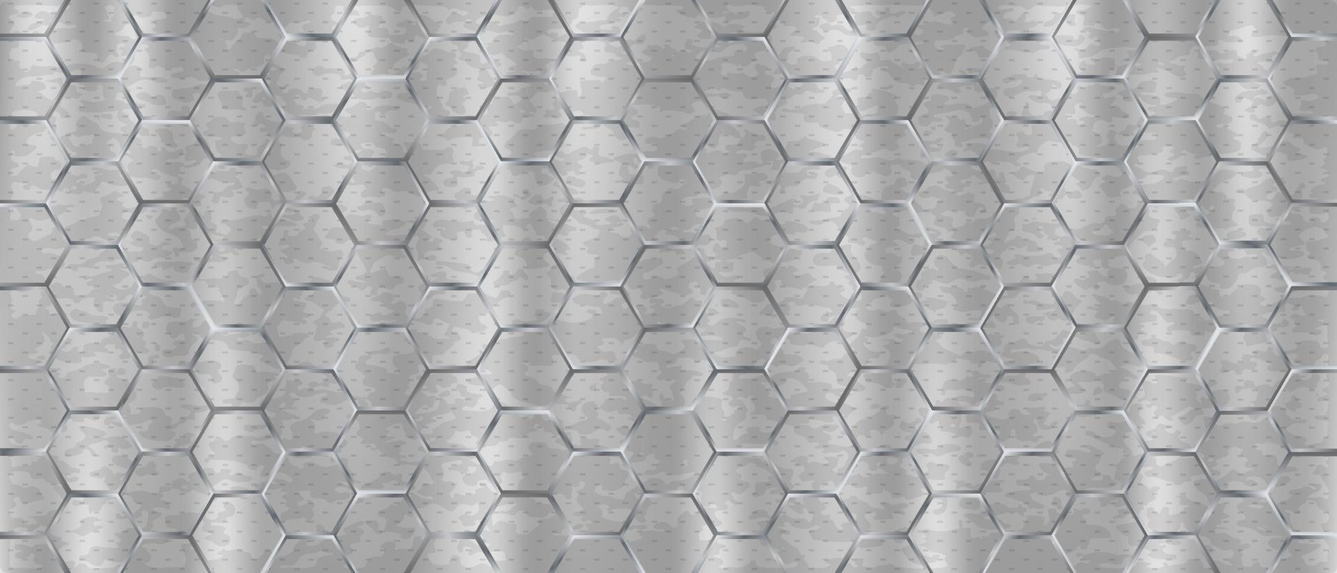 Stainless light backdrop large hexagons. Light seamless monochrome background web modern nickel large hexagons design carbon geometric vector texture futuristic .