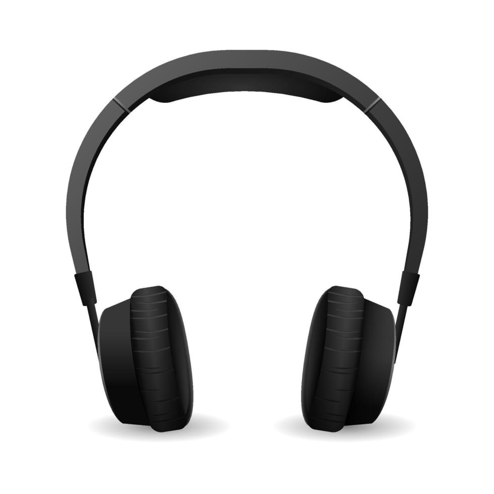 Modern realistic headphones. Black stylish headset vector